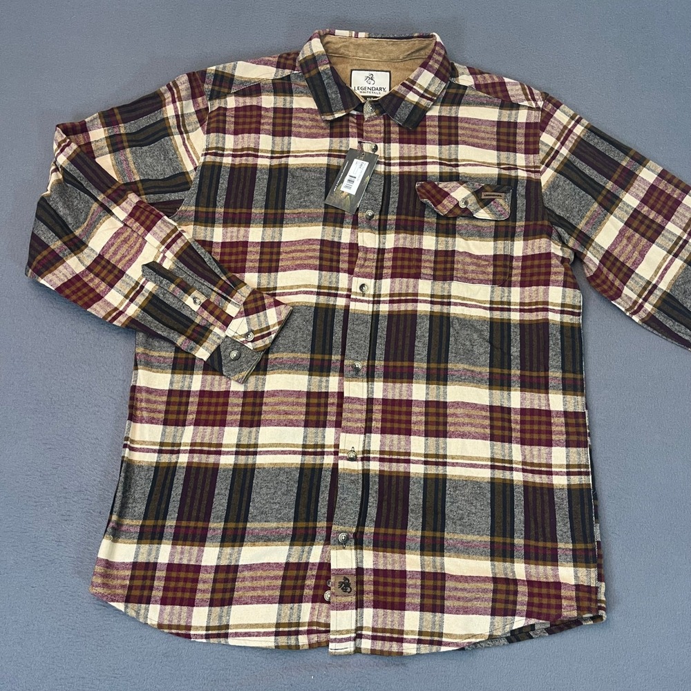 Legendary‎ Whitetails Buck Camp Flannel Shirt Men's XLT Plaid Button Down Cotton